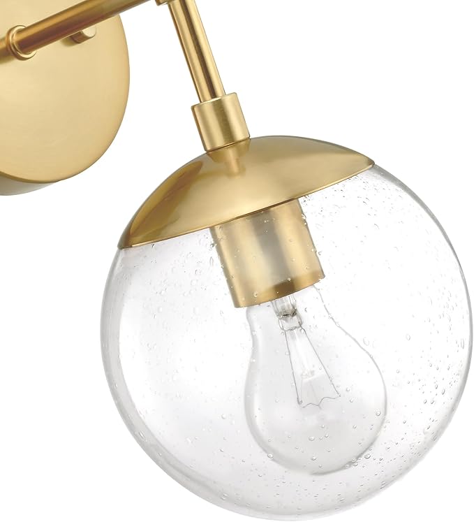 Design House Gracelyn 1-Light Dimmable Wall Sconce, Clear Seedy Glass Globe, Satin Gold, 588871-SG