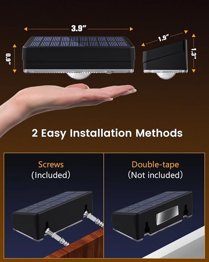 JOFIOS Solar Fence Lights Outdoor, 8 Pack, 50LM Ultra Bright, 3 Color Temperatures & RGB, IP65 Waterproof, Dusk-to-Dawn Solar Powered Fence Lights for Patio, Railing (Black)