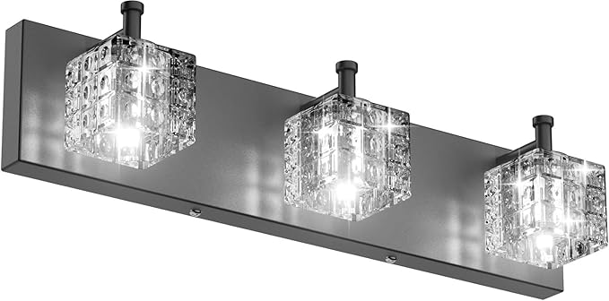 Ralbay Black Vanity Light 3 Lights Modern Crystal Matte Black Bathroom Light Fixtures Modern Crystal Bathroom Vanity Light Fixtures