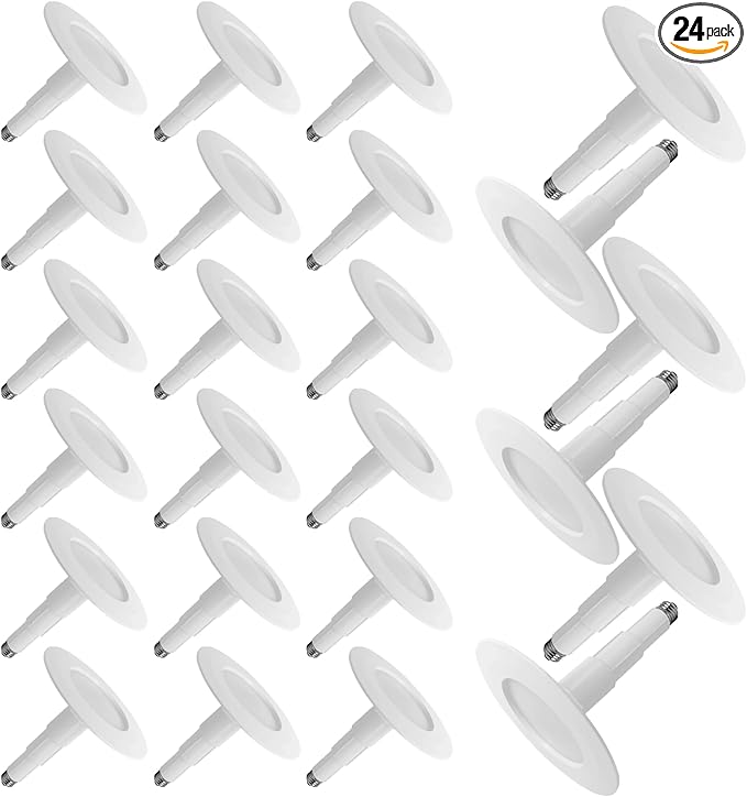 Soliseed 24 Pack 5/6 Inch LED Can Lights Length Adjustable Retrofit Downlight,Recessed Lights ETL Damp Rated,12W=60W,5000K Daylight,800LM,Dimmable Recessed Lighting,E26,Easy Install