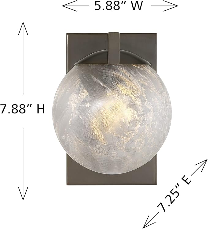 Savoy House 9-1017-1-15 Darien Contemporary Ice Glass Wall Sconce, 1-Light 60 Watt, 8" H x 6" W, Mediterranean Bronze