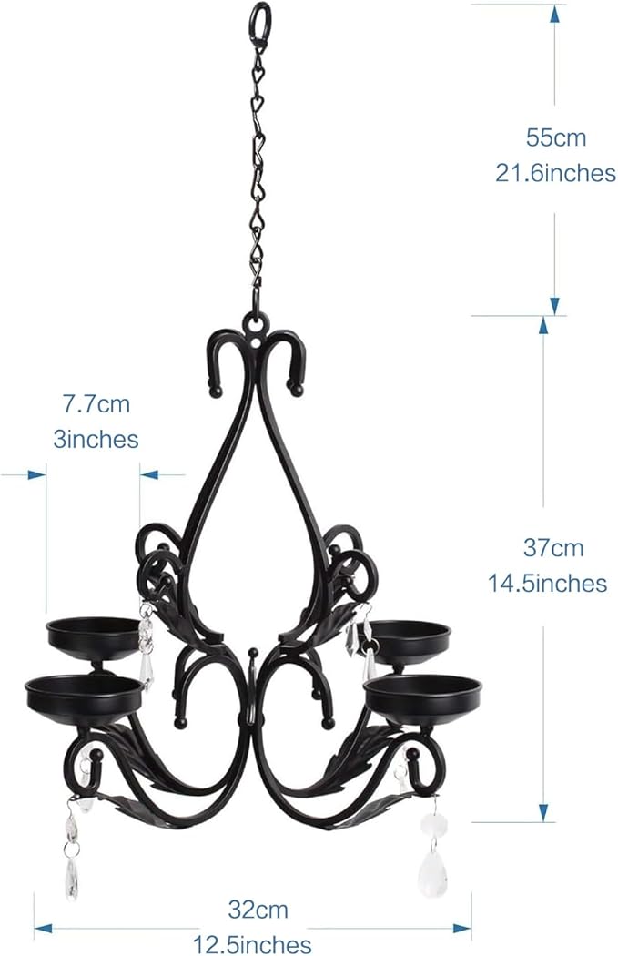 Flameless Candles Chandelier 4-Light Waterproof Crystal Metal Wall Sconces Modern Farmhouse Table Lamp with Remote Control and Timer for Indoor or outdoor Gazebo Patio Bedroom Hallway Bar Kitchen
