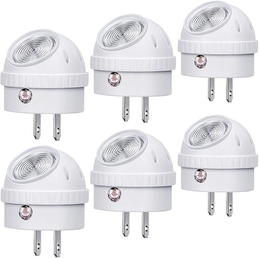 Emotionlite Plug-in Night Lights, Neutral White LED Nightlight, 360° Rotation, Dusk to Dawn Sensor, Kids, Adult, Bedroom, Hallway, Bathroom,Kitchen, Stairways, Corridor, 6 Pack