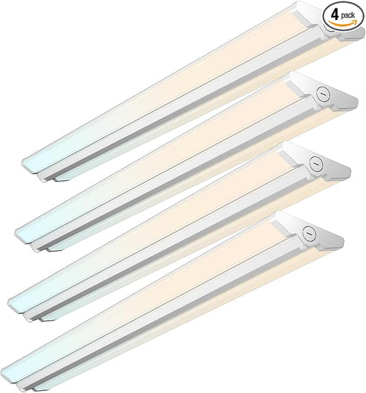 Amico 4 Pack 4FT LED Wraparound Light with 5CCT Selectable, 3500K/4000K/5000K/6000K/6500K, 30/40/50W, 6500LM Super Bright Flush Mount 4 Foot Office Ceiling Light for Kitchen Garage