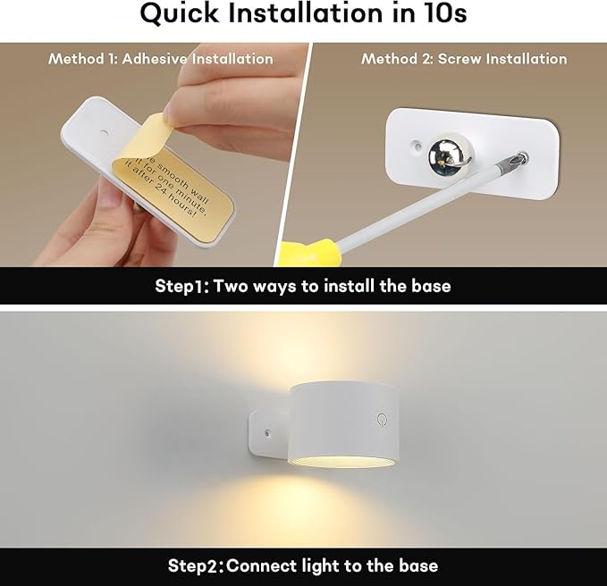 Lightess Battery Operated Wall Sconce Set of 2, 19 Colors Dimmable Wall Lights for Bedroom, 5000mAh Rechargeable Cordless Wall Lamps for Bedroom Hallway, White