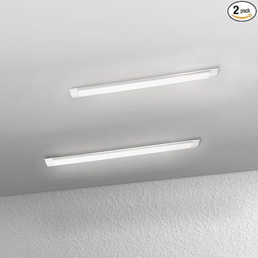 2-Pack 3FT LED Batten, Close to Ceiling Light fixtures, 30W, Ultra-Thin Day Light, 4000K, IP20, LED Ceiling Light for Garage, Stores, Warehouse, Office, Corridor, supermarkets, etc.