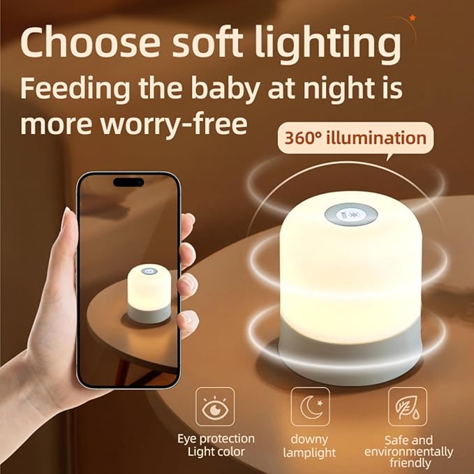 Portable Baby Night Light，Touch Lamp for Bedroom, Rechargeable 2400mAh Small LED Table Lamps, Remote Control, Multi-Color Egg Nightstand Lamp,Breastfeeding, Sleep Aid,