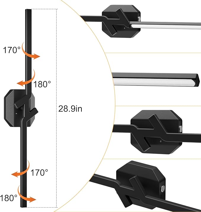 Battery Operated Wall Sconce Set of Two,USB Rechargeable Wall Sconce with Remote Control,3000K-6000K Infinite Dimmable Wall Lamps for Bedroom,Background Wall,Living Room,Hallway,Wall Decor,28inch