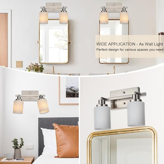 TODOLUZ 2-Light Track Light Fixtures Wall Sconce Lighting, Brushed Nickel Spotlight for Kitchen Living Room Dining Room Hallway, E26 Bulb Base