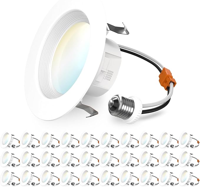 Sunco 30 Pack 4 Inch LED Recessed Lights, Retrofit Lighting LED Can Lights Downlight, 660LM, 2700K/3000K/3500K/4000K/5000K, Dimmable, Baffle Trim, 11W=60W, 50000 Lifetime Hours, Damp Rated UL