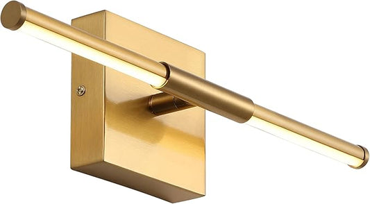 JONATHAN Y 16.25" Brass Gold Modern Dimmable Integrated LED Wall Sconce, Minimalist Adjustable Metal Vanity Light for Bathroom Mirror, Bedroom, Hallway, 3000K, ETL Listed (JYL7039B)