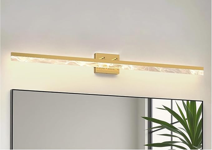L LOHAS LED 48-Inch Bathroom Vanity Light Bar Over Mirror, Gold Modern Bathroom Light Fixtures with Marble Acrylic Shade, 3CCT Adjustable LED Vanity Lights for Living Room Wall