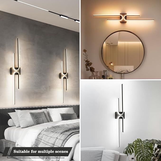 Vanity Light for Bathroom Lighting Over Mirror Black Dimmable 3CCT Vanity Lighting Fixture Modern Bath Vanity Bar 39in Led Bathroo Wall Sconce Lighting for Bedroom Living Room with Remote Control