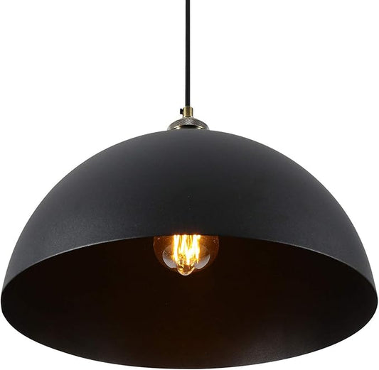 Vintage Black Pendant Light 13.7'' Retro Farmhouse Dome Pendant Lamp Modern Industrial Chandelier for Wire Length 78.74 '' Kitchen Island, Bedroom, Dining Room, Living Room, Hallway