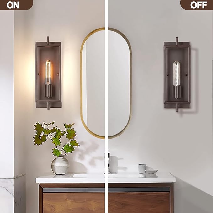 Maylaywood Industrial Wall Sconces Set of 2, Vintage Brown Wall Light Fixture E26 Base, Metal Rustic Wall Mount Lamp, Modern Indoor Lighting Hardwired