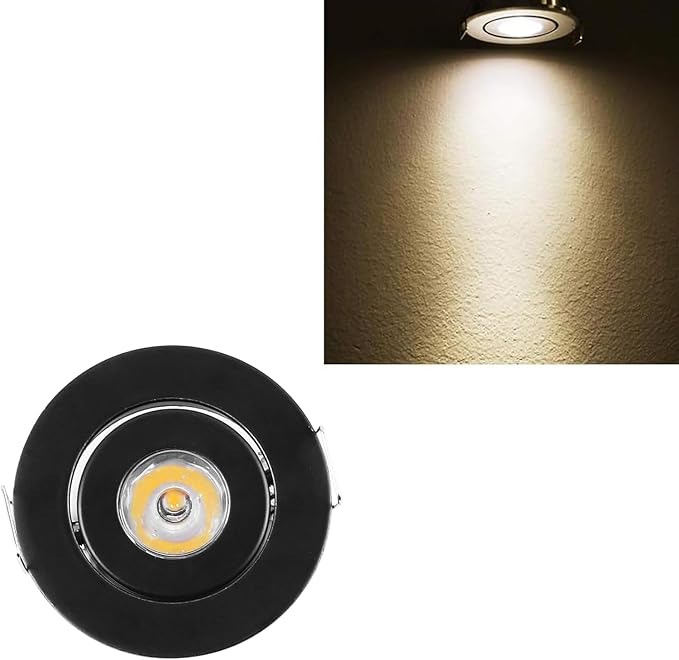 10 Pack 2 Inch LED Recessed Lighting, 1W 120LM Recessed LED Lights, Gimbal Adjustable Ceiling Lights Mini Spotlight Mini Spotlight Ceiling Light with Driver AC 120V 3000K Warm White