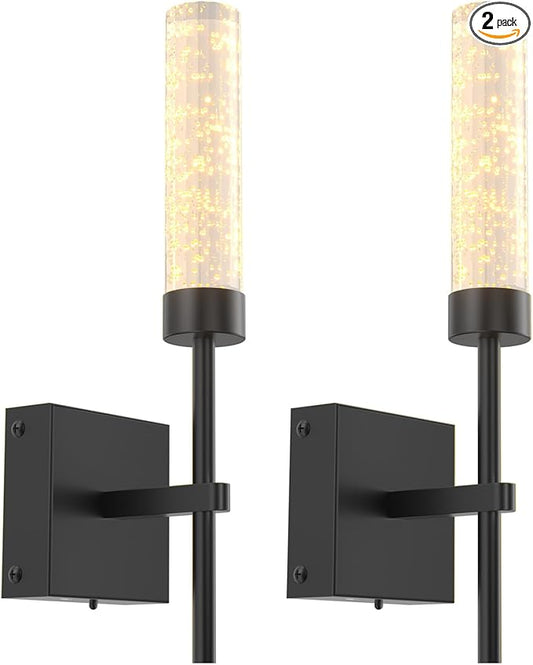 NIORSUN Crystal-Inspired Bubble Wireless Wall Sconces, 10000mAh Battery Operated Wall Sconces Set of 2, 3 Color Temps Rechargeable Wall Lights with Remote, Dimmable Wall Lamp for Living Room Bedroom