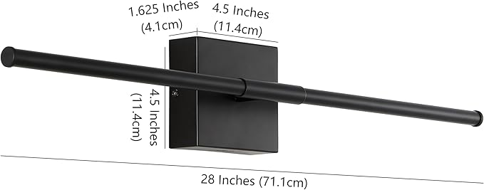 JONATHAN Y 28" Black Modern Dimmable Integrated LED Wall Sconce, Metal Vanity Light for Bathroom Mirror Bedroom Hallway, Sleek Hardwired Wall Lamp Fixture, 3000K (JYL7022C-SET2)