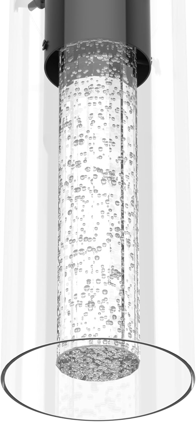 Tawson Alice 1-Light Pendant Ceiling Light Fixture, Integrated Led and Premium Bubble Glass, for Kitchen Island, Hallway, Entryway, Passway, Dining Room, Bedroom, Balcony Living Room (Black)