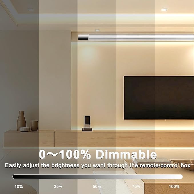 COB LED Strip Lights 5V USB Powered Dimmable LED Rope Lights 3000K Warm White 6.6ft TV Backlights,Flexible LED Strip Lights Under Cabinet Light for Bedroom,Kitchen,Shelf Lighting