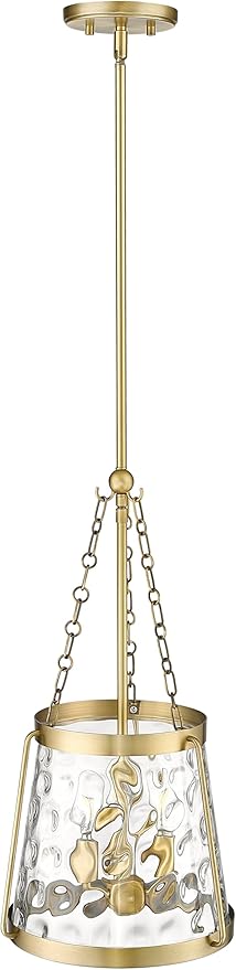 ML Lighting | Adabella Collection | 20403-VB | 3 Light Pendant in Vintage Brass Finish with Clear Hammered Glass Shade | Perfect for Kitchens, Dining Rooms, Living Rooms, Entryways, Hallways