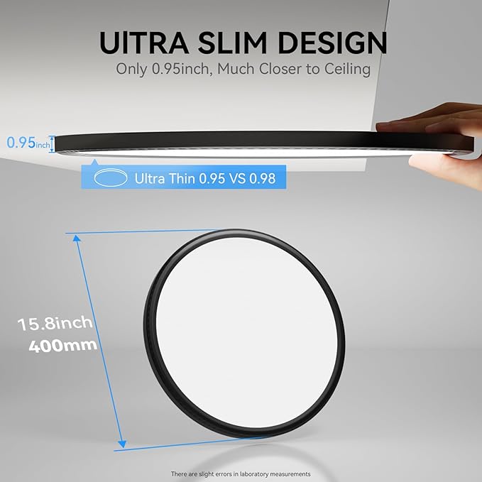 4700lm LED Flush Mount Ceiling Light, Super Slim 16 inch LED Ceiling Light, 5000K LED Ceiling Light for Bedroom, Living Room, Dining Room (Black, Four Pack)