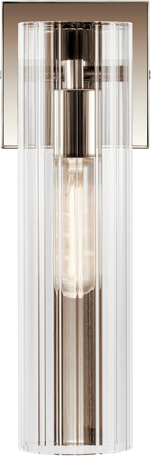 Kichler Jemsa 1 Light Wall Sconce, Modern Light with Clear Fluted Glass in Polished Nickel for Bathroom, Powder Room, Sides of Fireplace, Down a Hallway, Kitchen, or Bedroom (14" x 4.75"), 55165PN