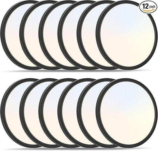11.4 Inch 12PK LED Flush Mount Ceiling Light, ETL ,24W, 2427LM, 3000K/3500K/4000K/5000K/6500K CCT Selectable, 0.66in Ultra Thin Round Flat Panel Ceiling Light Fixture for Bedroom, Kitchen, (Black)