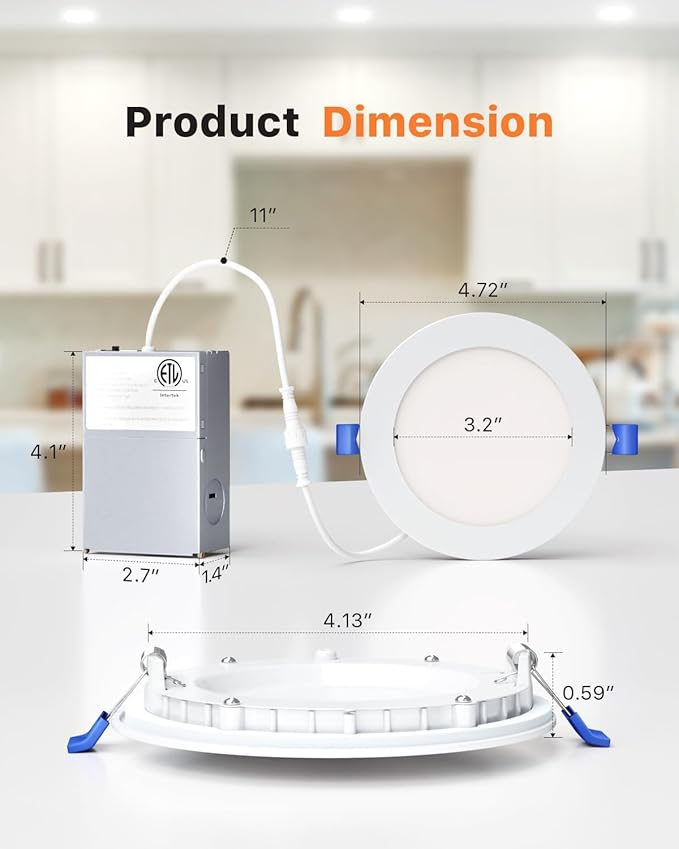 Ensenior 16 Pack 4 Inch LED Recessed Ceiling Light, 2700K Soft White, Dimmable, 750LM 9W 120V, High Brightness Canless Wafer Downlight - ETL&FCC&IC