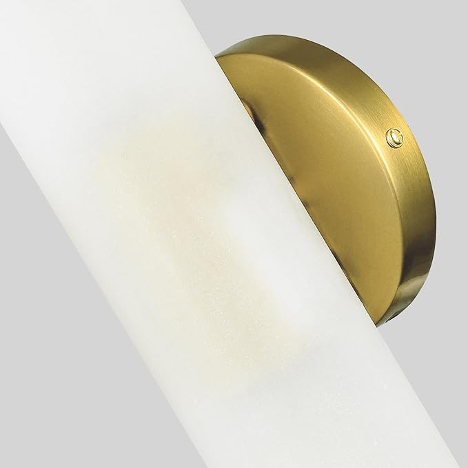 DAYCENT Modern Brass Wall Sconces Set of Two Frosted Glass Wall Light Fixture 2-Light Cylinder Bathroom Vanity Lights Gold Glass Sconces Wall Lighting for Hallway Bedroom Staircase