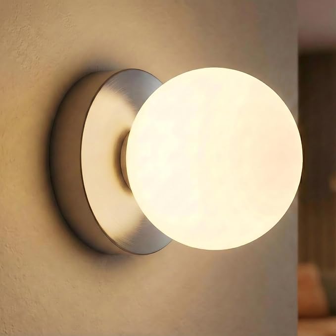 Battery Operated Wall Sconce, Dimmable Wireless Brushed Nickel Wall Lamp with 5200mAh Rechargeable Battery, Portables Cordless Wall Light Fixtures for Painting Living Room Bedroom Hallway