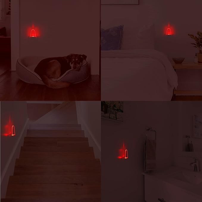 4 Pack Auto Nightlight Lamp with Dusk to Dawn Sensor for Bedroom, Plug in, Red