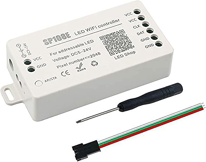 RGBZONE SP108E WiFi LED Controller, Smart APP Control, DC5V/12V/24V WS2812B WS2811 WS2815 WS2801 SK6812-RGBW WS2813 SK9822 etc Almost LED Strip Module Light
