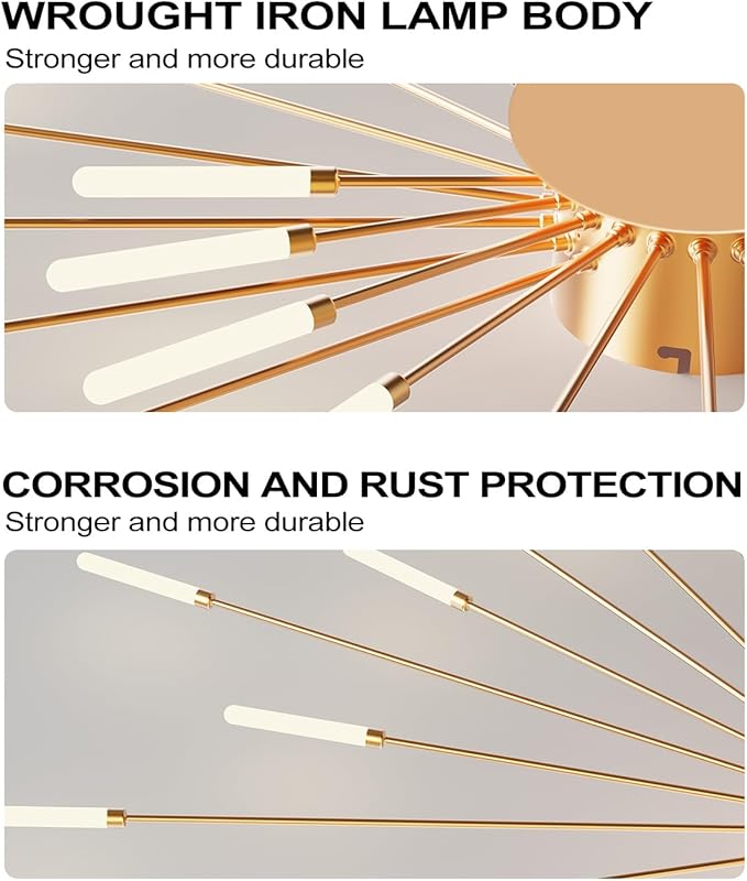 Ceiling Light Modern LED Ceiling Lamps,Flower Shape Ceiling Lights,Flush Mount Chandelier,Metal Acrylic Ceiling Lamps,Living Room Light Fixtures Ceiling for Bedroom(Gold,28 Heads)