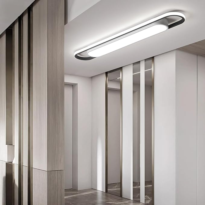 4Ft Modern Hallway Ceiling Lights, 6500K Acrylic Linear Ceiling Lamp,65W Metal LED Ceiling Light Fixture,Kitchen Dining Living Room Laundry, Garage Cloakroom Lighting (48Inch)