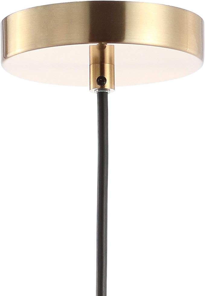 JONATHAN Y 6" Black/Brass Gold 1-Light Apollo Mid-Century Modern Iron LED Pendant, Black Metal Shade, Adjustable Hanging Ceiling Light for Kitchen Island, Hallway, LED Bulb Included JYL6131A