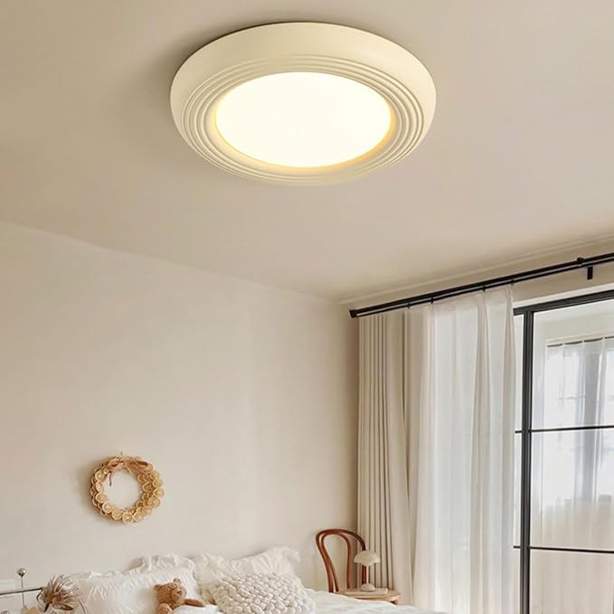 Modern Minimalist Bedroom Ceiling Lamp with Plastic Shade Flat Lighting Round Ceiling Lights for Balcony Suitable for Hallways and Entryways