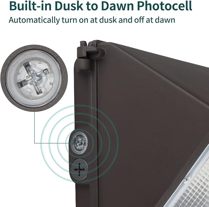 kadision LED Wall Pack with Dusk-to-Dawn Photocell, 60W 7800lm 5000K 100-277V IP65 Waterproof Outdoor Wall Light Fixture, 150-200W HPS/MH Replacement, ETL/cETL Listed