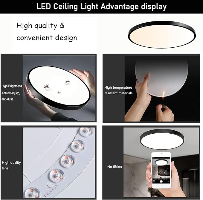 8Pack 12Inch 3200LM LED Ceiling Light,28W 3 Color Changeable (3000K/4000K/6000K),120V Slim Surface Mount Ceiling Lights Fixture for Kitchen Bedroom Living Room