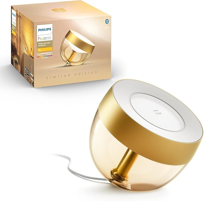 Philips Hue Iris Smart Table Lamp, Gold - White and Color Ambiance LED Color-Changing Light - 1 Pack - Control with Hue App - Compatible with Alexa, Google Assistant, and Apple Homekit