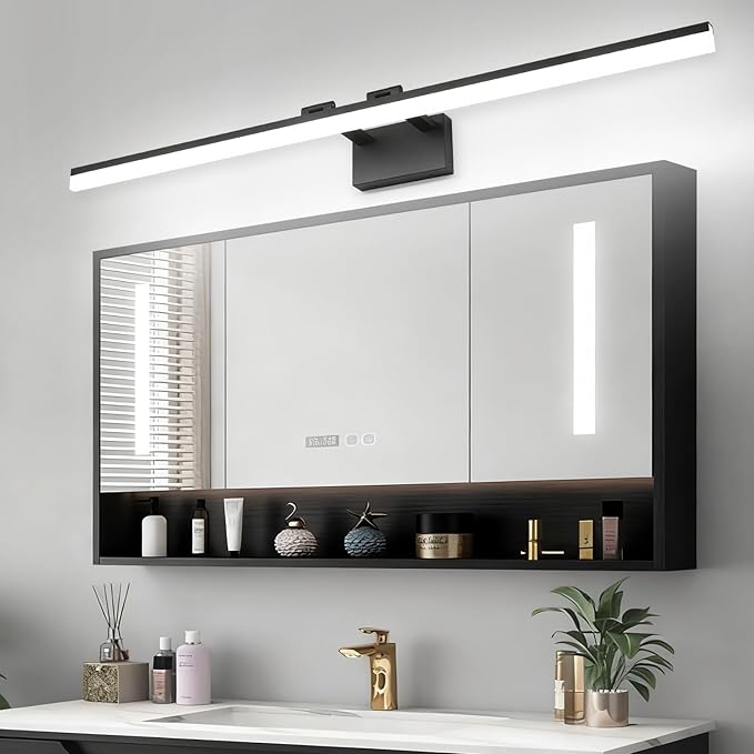 SOLFART 5 Color Temperature Dimmable 47.2 Inch Bathroom Light Fixtures Over Mirror Matt Black Vanity Lights for MirrorBathroom Bathroom Led Lights Light Bar 5CCT