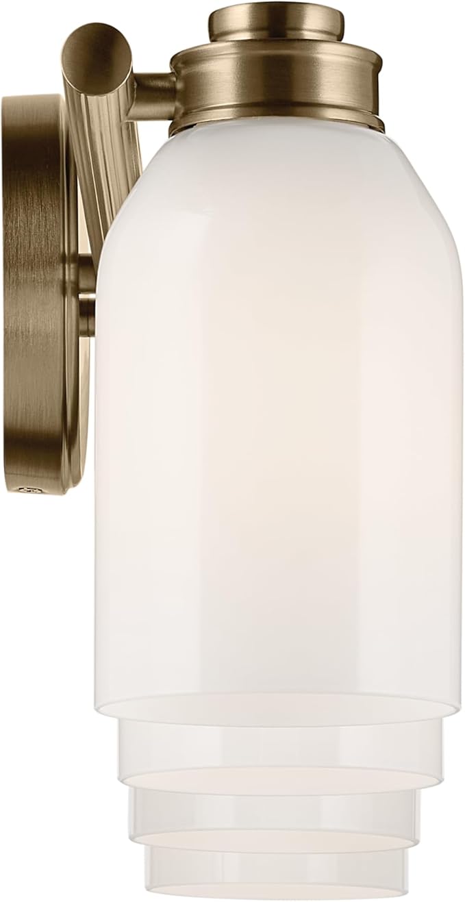 Kichler Shae 32.25" 4-Light Bathroom Vanity Light Fixture with White Opal Glass Shade in Champagne Bronze for Mirror Lighting Over Vanity and Powder Room (32.25" W x 9" H), 55203CPZ