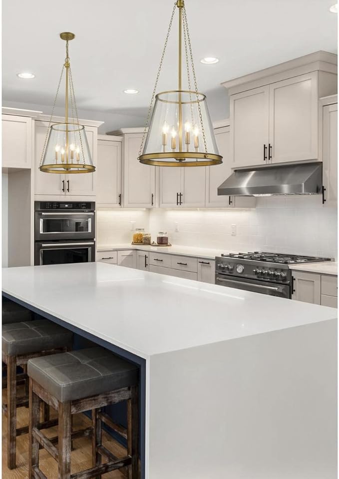 Z-Lite 341P18-RB Prescott Pendant, 4-Light 240 Total Watts, Rubbed Brass