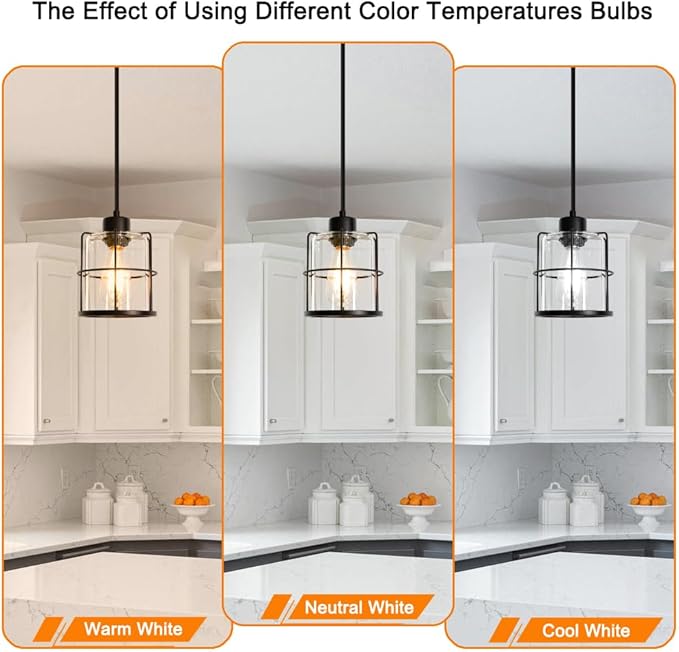 Farmhouse Pendant Lights Kitchen Island Set Of 2, Black Kitchen Island Lighting With Adjustable Rods, Industrial Cage Bathroom Pendant Lights With Clear Glass For Dining Room Hallway Sink