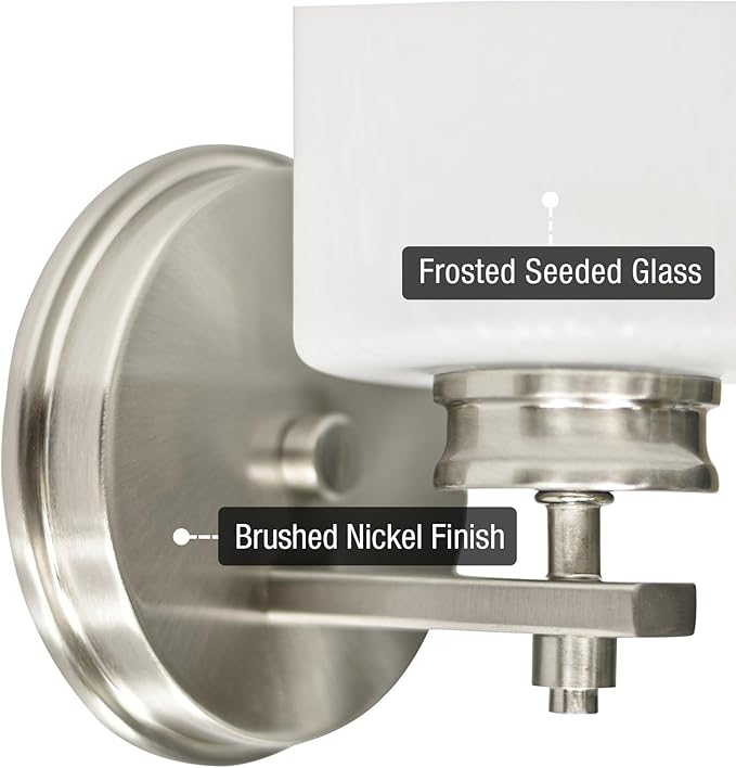 Kira Home Phoebe 8" Modern Wall Sconce with Frosted Seeded Glass Cylinder Shade, Industrial Silver Wall Light with Cylinder Glass Shade, Brushed Nickel Finish