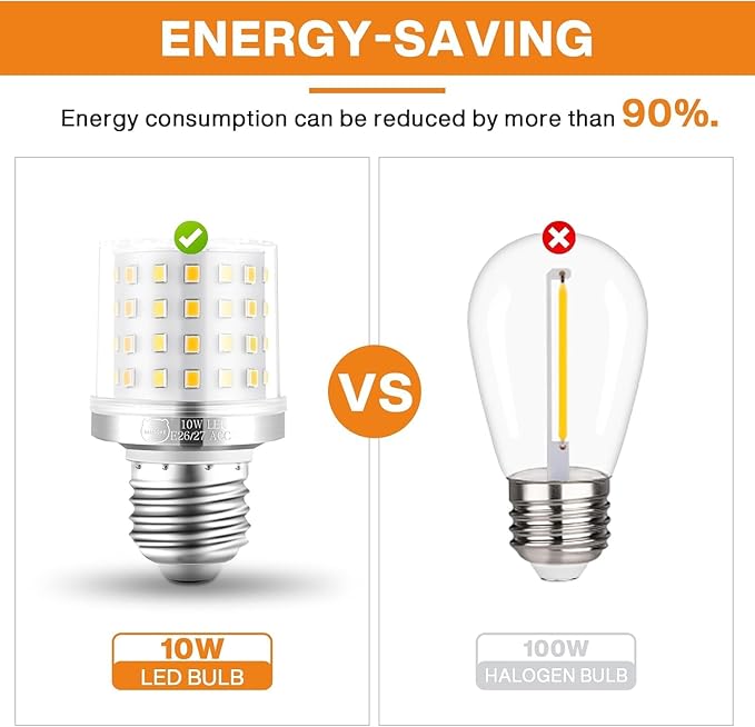 MIAOKE E26/E27 3 Way LED Bulb,10W 3 Light Mode Dimmable，900Lumen Light Bulb，Can Reduce Energy Consumption by 90%，Spiral Light Bulbs are Suitable for Bathroom，Ceiling Fan and Outdoor（4 Pack）