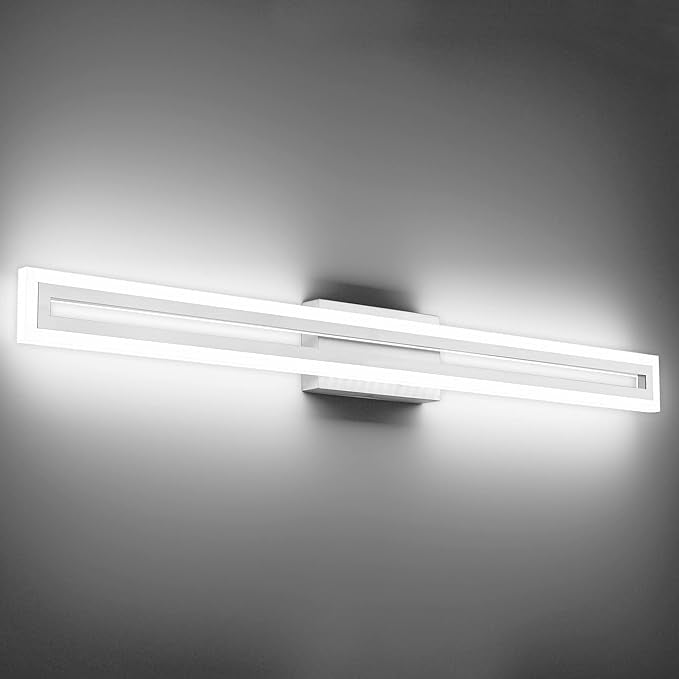SOLFART Bathroom Lighting Fixtures Over Mirror Brushed Nickel 40 Inch Led Vanity Light 6000K