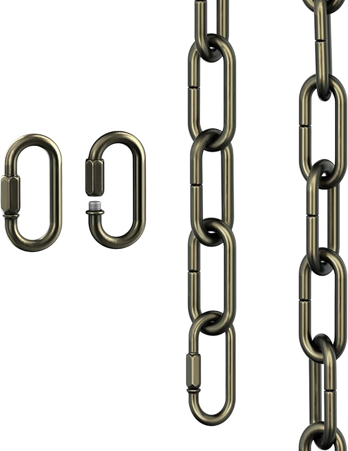 garini 6 Feet Industrial Bronze Light Fixture Chain, Adjustable Metal Pendant Chandelier Chain Extension with Detachable Link, Maximum Load is 66 Pounds, 1 Pack