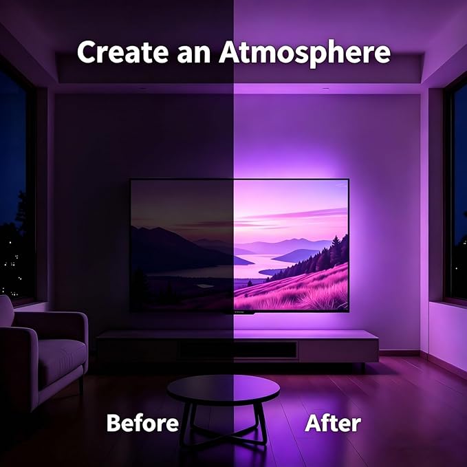 MORIACC LED Lights for TV, 13.1ft Behind TV Backlight for 32-65 Inch TV, Music Sync Strip Lights with APP and Remote Control, USB Powered for Gaming Bedroom Home Decor