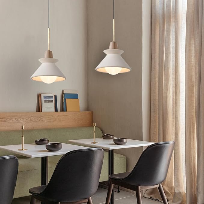 9.4'' Concrete Pendant Lights Kitchen Island Hanging Lights Unique Pinecone Lampshade Industrial Chandelier Nordic Cement Pendant Light for Dining Room,Bedside,Kitchen,Hallway,1Pcs,White